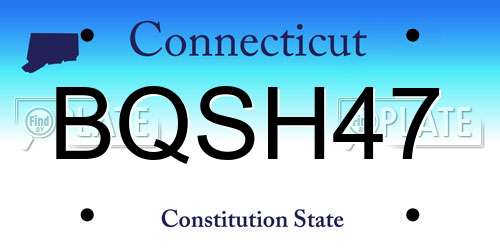BQSH47 Connecticut License Plate