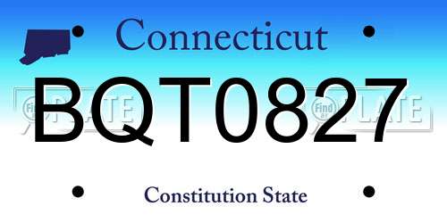 BQT0827 Connecticut License Plate