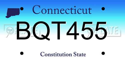 BQT455 Connecticut License Plate