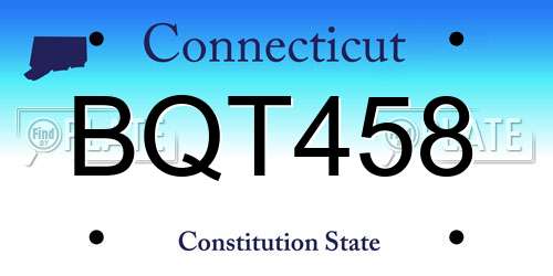 BQT458 Connecticut License Plate