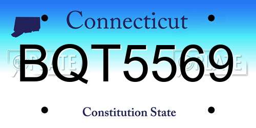 BQT5569 Connecticut License Plate