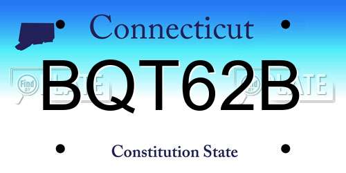 BQT62B Connecticut License Plate