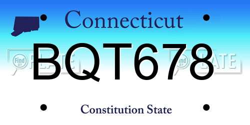 BQT678 Connecticut License Plate