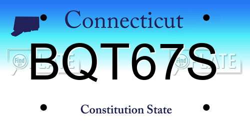 BQT67S Connecticut License Plate