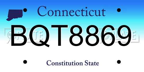 BQT8869 Connecticut License Plate