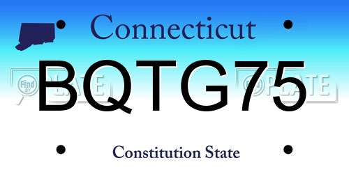 BQTG75 Connecticut License Plate