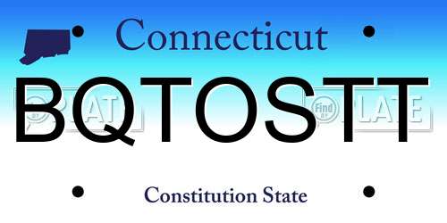 BQTOSTT Connecticut License Plate