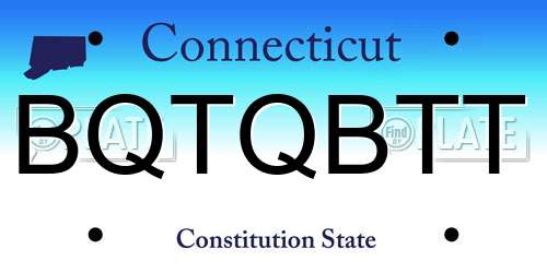 BQTQBTT Connecticut License Plate