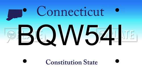 BQW54I Connecticut License Plate