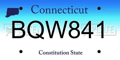 BQW841 Connecticut License Plate