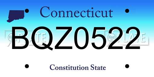 BQZ0522 Connecticut License Plate