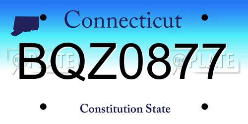 BQZ0877 Connecticut License Plate