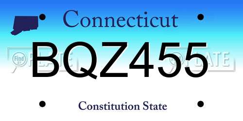 BQZ455 Connecticut License Plate