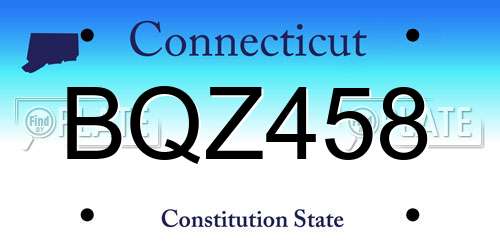 BQZ458 Connecticut License Plate