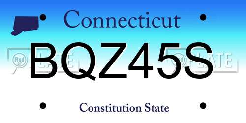 BQZ45S Connecticut License Plate
