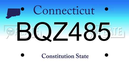 BQZ485 Connecticut License Plate