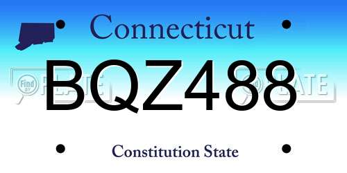 BQZ488 Connecticut License Plate