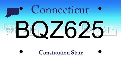 BQZ625 Connecticut License Plate