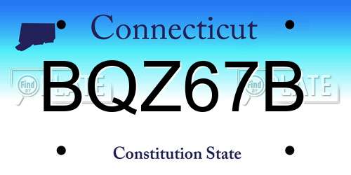 BQZ67B Connecticut License Plate