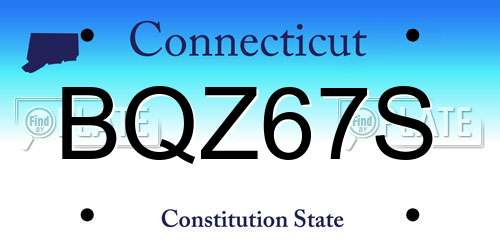 BQZ67S Connecticut License Plate