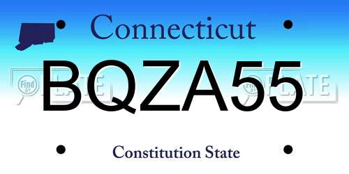BQZA55 Connecticut License Plate