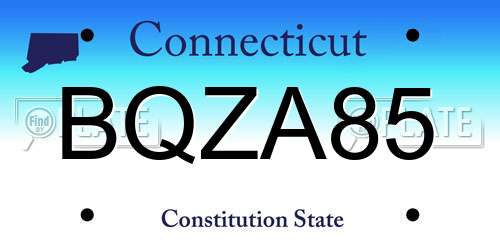 BQZA85 Connecticut License Plate