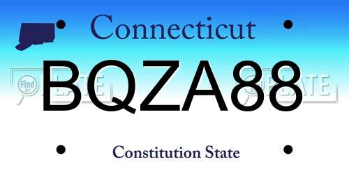BQZA88 Connecticut License Plate