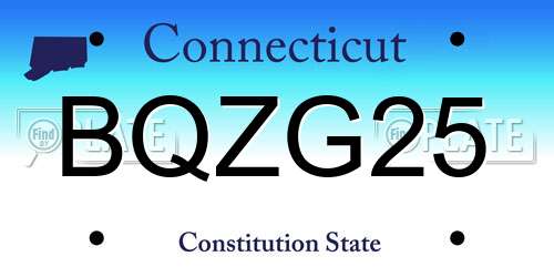 BQZG25 Connecticut License Plate