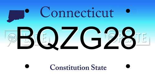 BQZG28 Connecticut License Plate