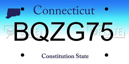 BQZG75 Connecticut License Plate