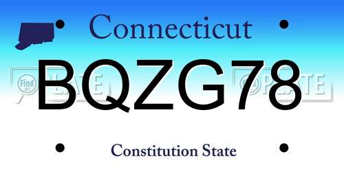 BQZG78 Connecticut License Plate