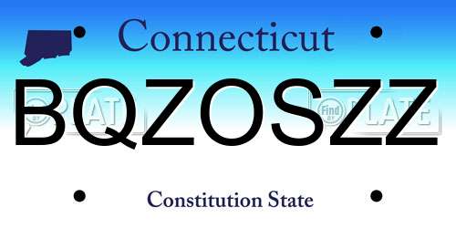 BQZOSZZ Connecticut License Plate