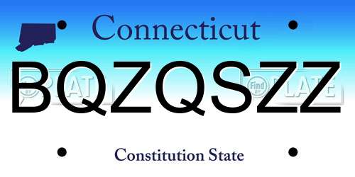 BQZQSZZ Connecticut License Plate