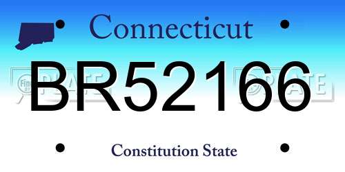 BR52166 Connecticut License Plate