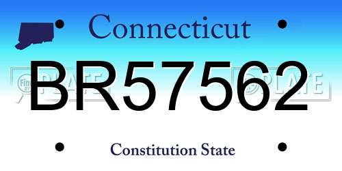 BR57562 Connecticut License Plate
