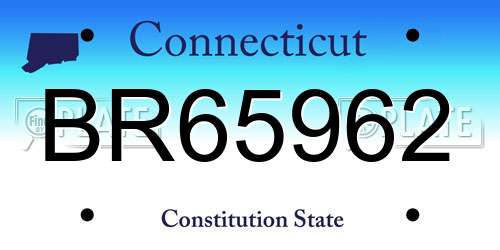 BR65962 Connecticut License Plate