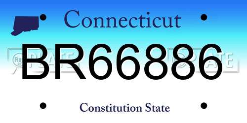 BR66886 Connecticut License Plate