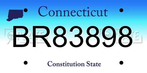 BR83898 Connecticut License Plate