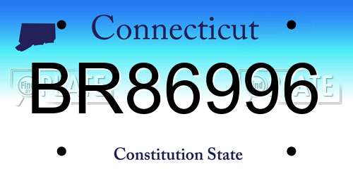 BR86996 Connecticut License Plate