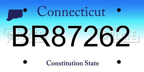 BR87262 Connecticut License Plate