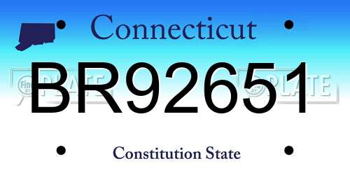 BR92651 Connecticut License Plate