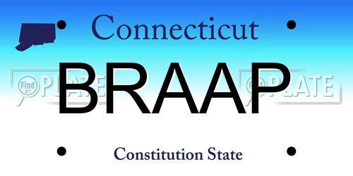 BRAAP Connecticut License Plate