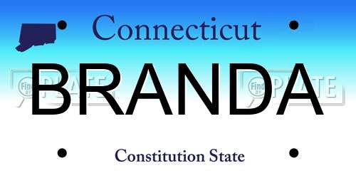 BRANDA Connecticut License Plate