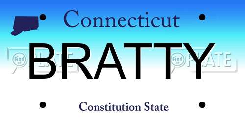 BRATTY Connecticut License Plate
