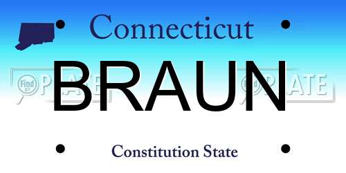 BRAUN Connecticut License Plate