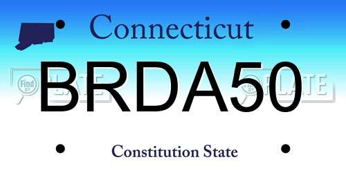 BRDA50 Connecticut License Plate