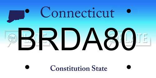 BRDA80 Connecticut License Plate