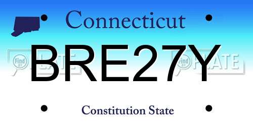 BRE27Y Connecticut License Plate