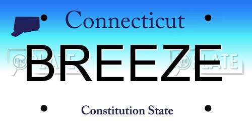 BREEZE Connecticut License Plate