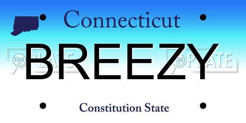 BREEZY Connecticut License Plate